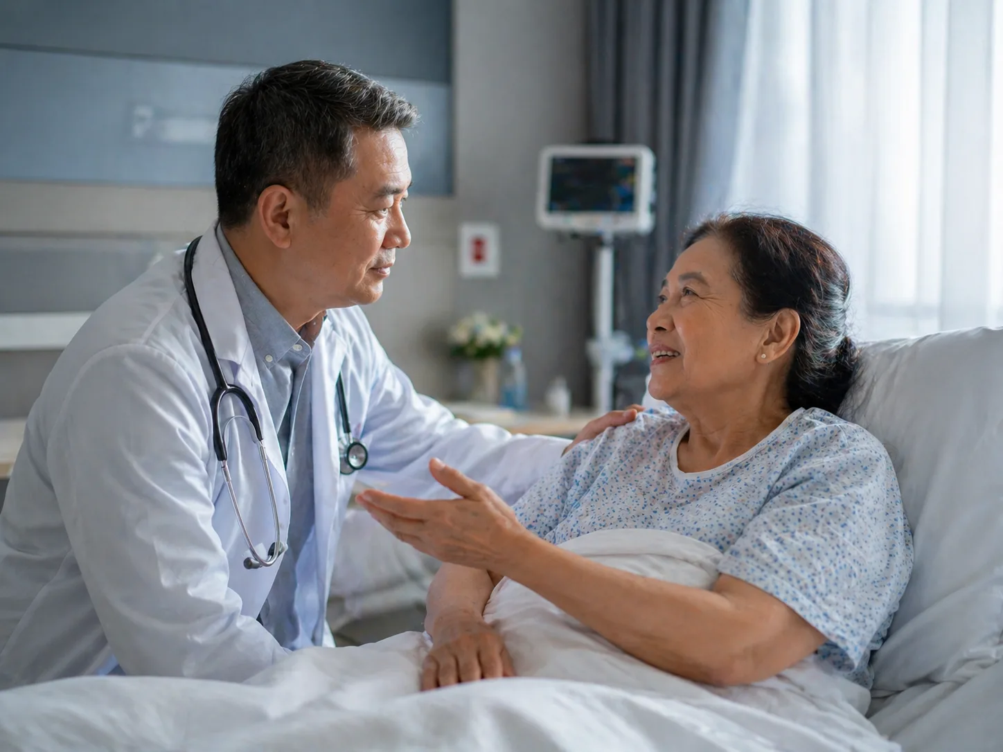 Member + clinician, Manila/Singapore hospital floor · 4:3